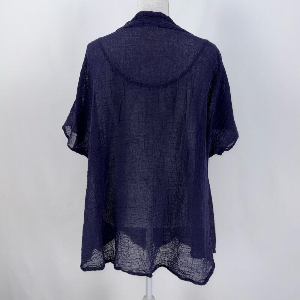 Jaded Gypsy Women's Oversize Gauze Button Down Top L/XL Navy Blue - Picture 7 of 12